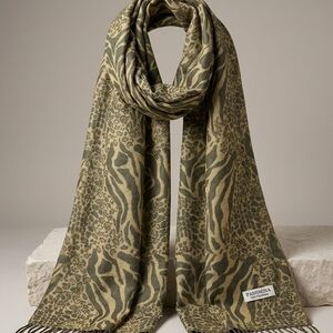Luxury Pashmina Shawl Scarf – Mixed Animal Print Zebra & Leopard MSRP $250